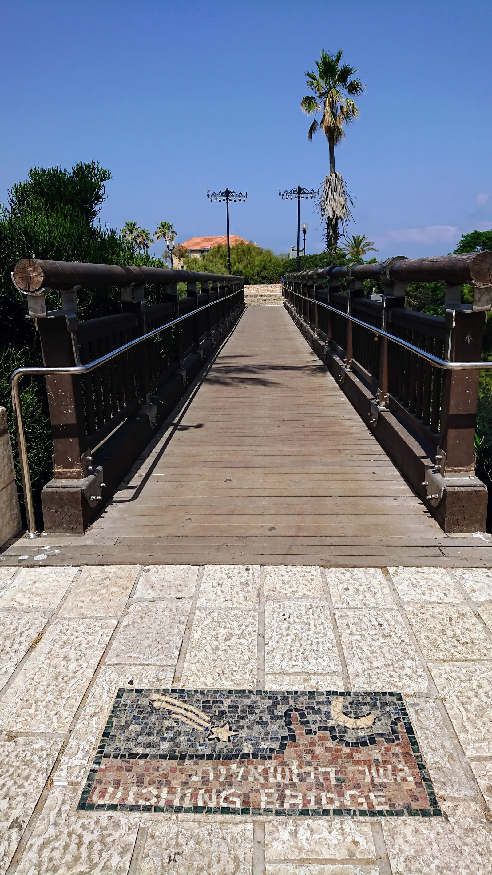 願いの木製橋