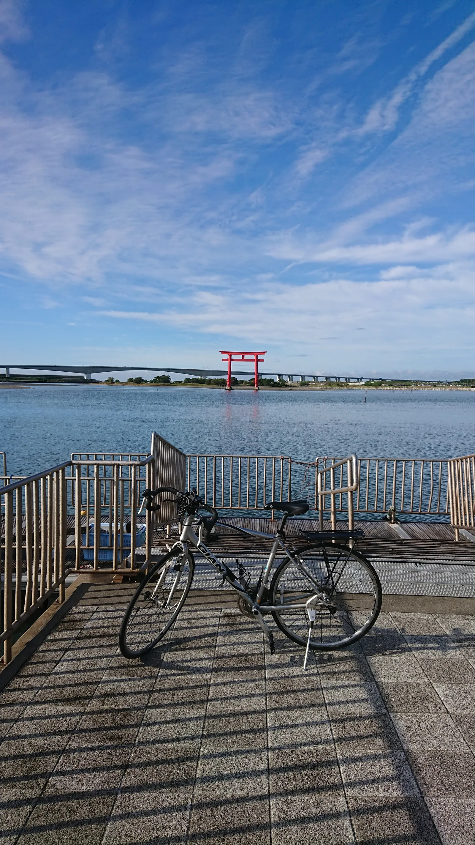 鳥居を望む自転車